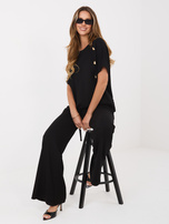 Czarny damski komplet z krótkimi rękawami