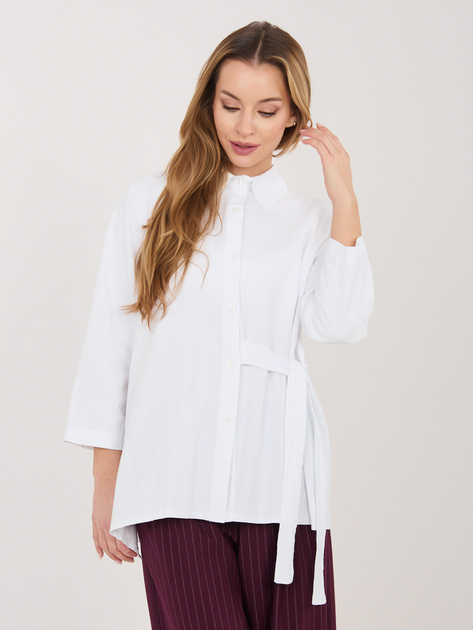 Biała sztruksowa koszula z kołnierzykiem RUE PARIS