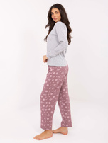 Szara bawełniana piżama w motyle