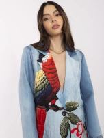 Niebieska marynarka z tropikalnym nadrukiem