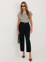 Czarne sztruksowe spodnie z wysokim stanem RUE PARIS