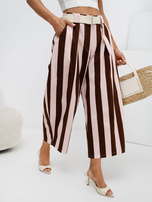 Jasnoróżowo-brązowe bawełniane spodnie z nogawką 7/8