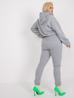 Szary melanżowy dresowy komplet plus size z kieszeniami 