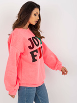 Hurt Fluo różowa damska bluza bez kaptura z naszywkami