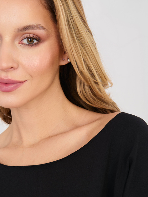 Czarna damska bluzka basic z dekoltem w łódkę RUE PARIS