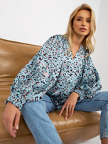 Hurt Niebiesko-czarna koszula w panterkę z imitacji satyny