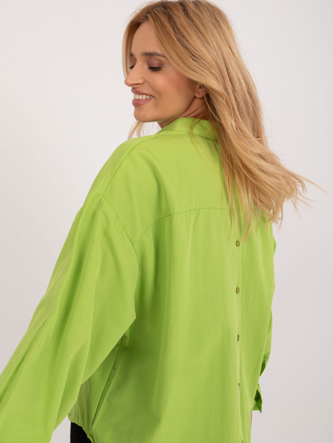 Hurt Limonkowa koszula oversize z kołnierzem