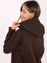 Czekoladowa ocieplana bluza basic z suwakiem RUE PARIS