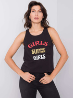 Czarny top z napisem Evette