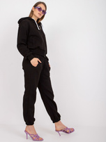 Czarny dresowy komplet basic z bluzą rozpinaną 