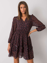 Czarno-czerwona sukienka z falbanami Lianne OCH BELLA