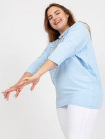 Jasnoniebieska codzienna bluzka plus size z rękawem 3/4 