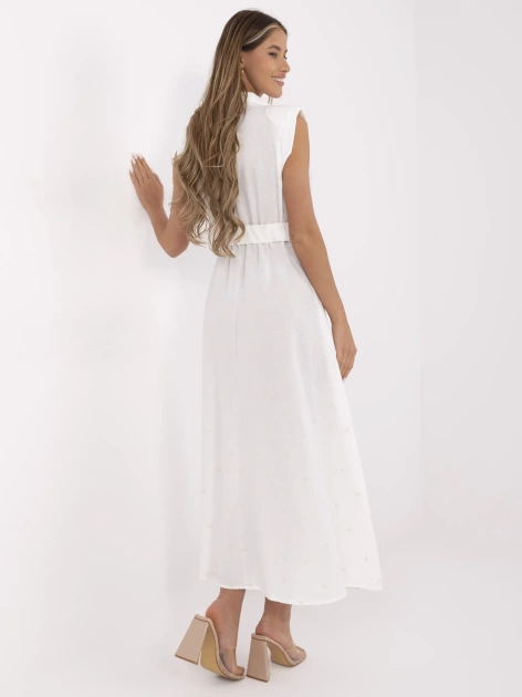 Biała rozkloszowana sukienka z haftem