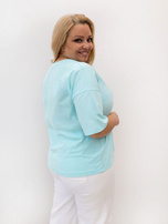 Mátový dámský tričko plus size z bavlny.