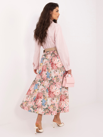 Różowa długa spódnica z wysokim stanem 