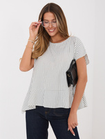 Ecru bluzka oversize z krótkim rękawem