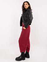 Bordowe dresowe spodnie basic typu alladynki