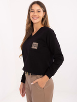 Czarna casualowa bluzka z rękawem 3/4