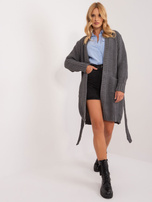 Hurtownia Ciemnoszary kardigan damski z kieszeniami