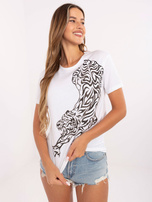 Biały damski t-shirt z aplikacją 