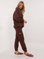 Hurt Brązowy dwuczęściowy komplet dresowy z bawełny