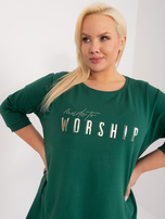 Hurt Ciemnozielona bluzka plus size z aplikacją