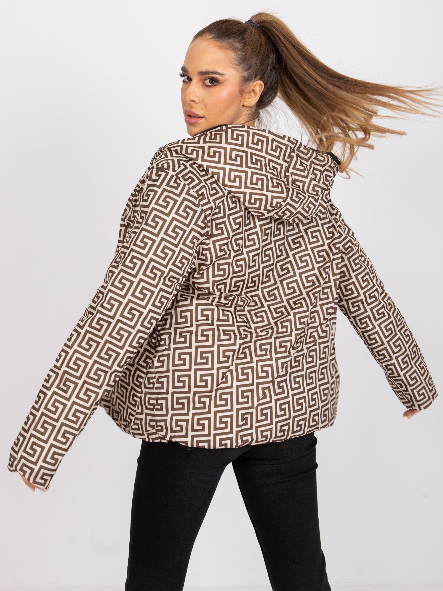 Black reversible jacket with hood Arta