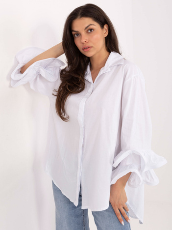 Biała długa koszula z kołnierzykiem 