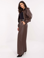 Brązowe skórzane spodnie z paskiem RUE PARIS