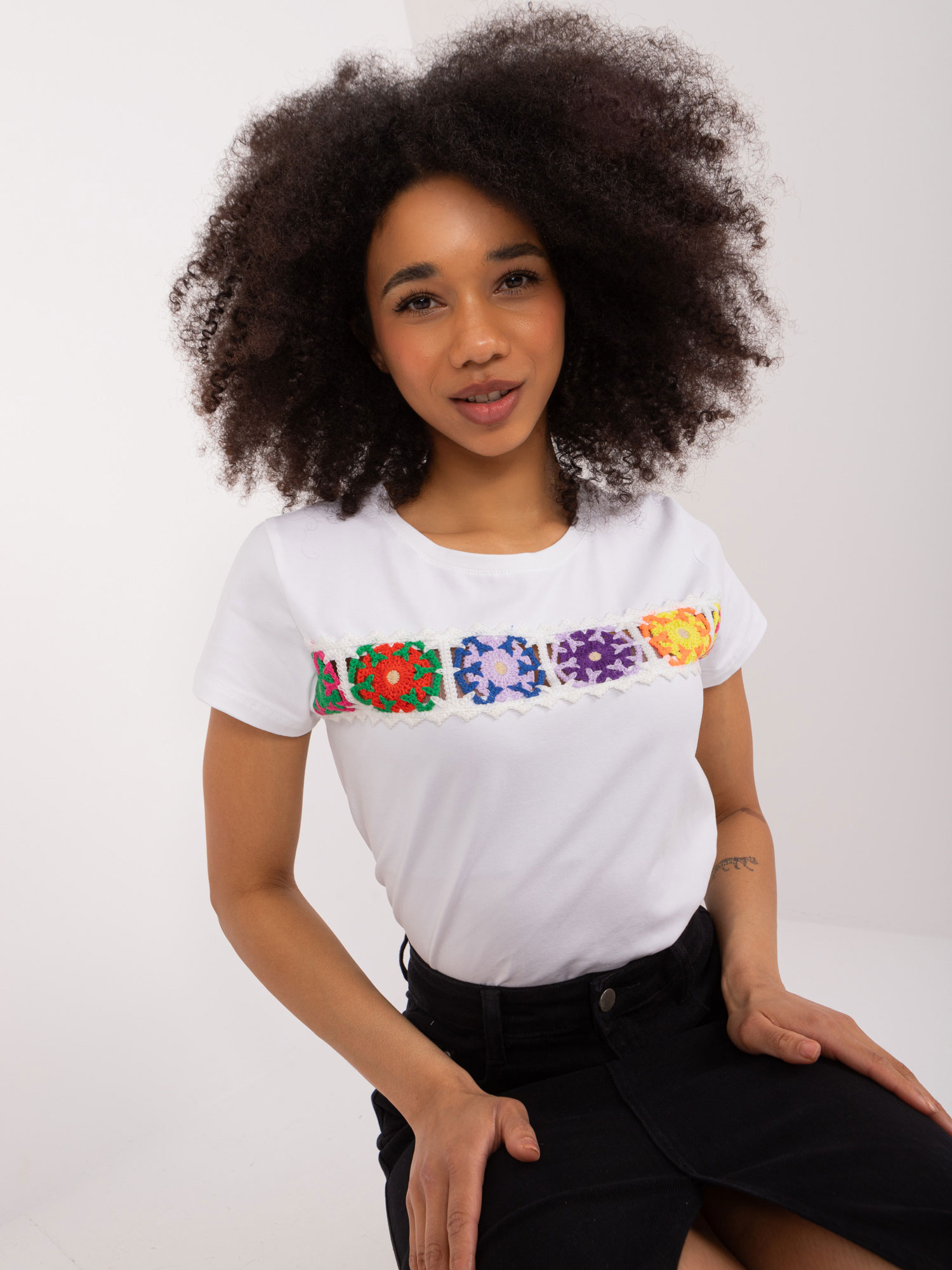 Hurt Biały bawełniany t-shirt z haftem BASIC FEEL GOOD