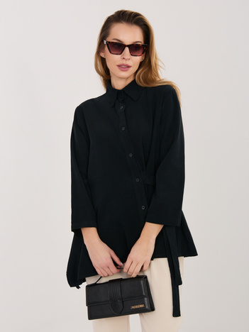 Czarna rozpinana koszula z sztruksu RUE PARIS