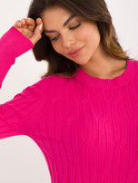 Hurtownia online Fuksjowy dopasowany sweter we wzory