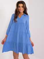 Hurt Niebieska letnia sukienka z falbaną SUBLEVEL