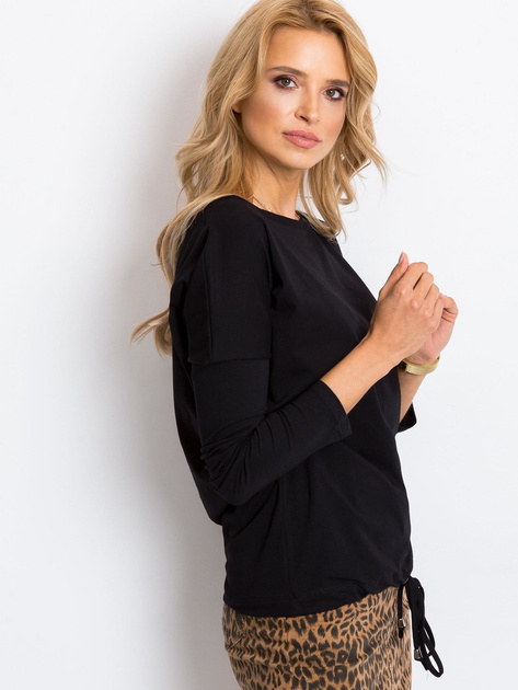 Czarna bluzka basic z bawełny Carla