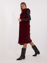 Hurtownia Bordowa zimowa kamizelka futrzana z zapięciem