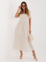 Beżowa midi sukienka z podszewką