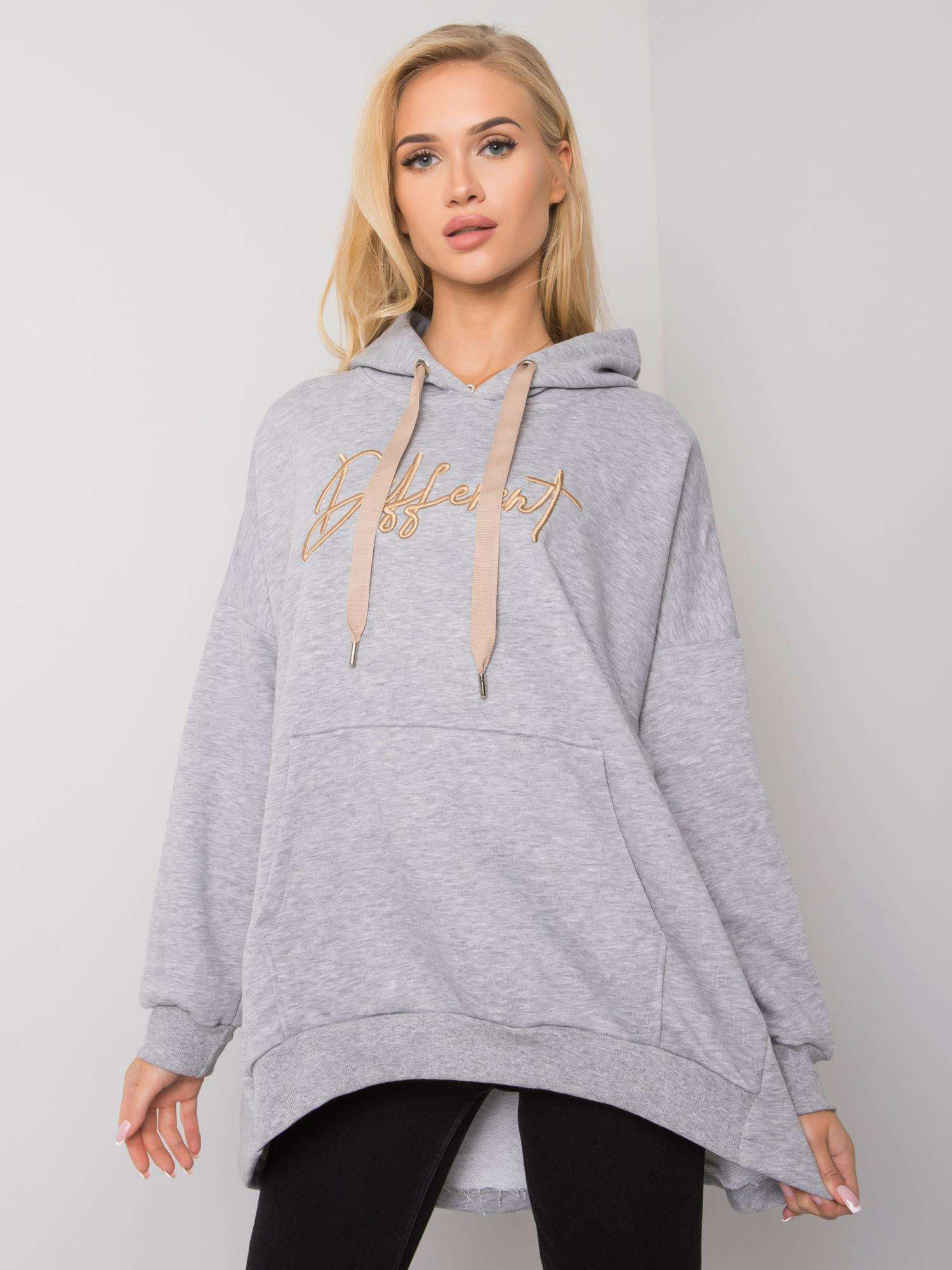 Graue Melange-Kapuzenpullover Fallon.
