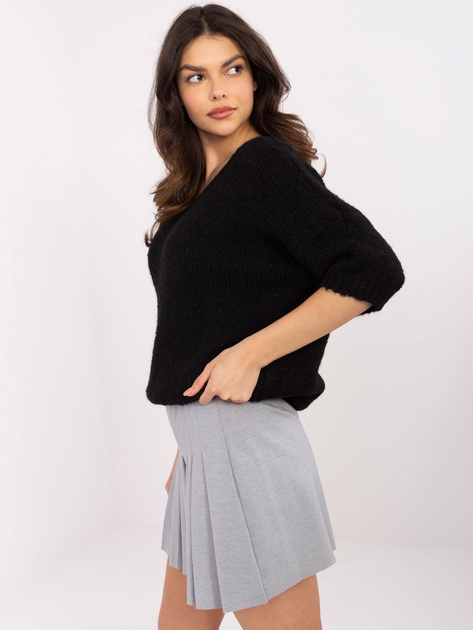 Hurt Czarny sweter oversize z krótkim rękawem