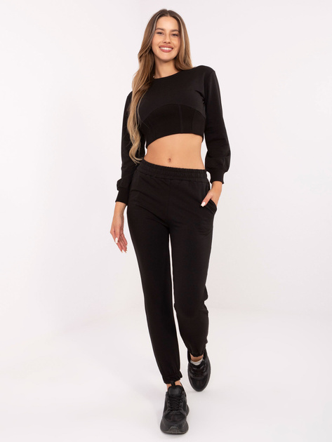 Czarny dwuczęściowy komplet z bawełny RUE PARIS