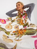 Hurtownia Biała kwiatowa chusta z bawełny