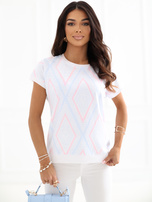 Jasnoniebieska bluzka z okrągłym dekoltem