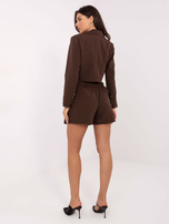 Ciemnobrązowy komplet ze spódnico-spodenkami