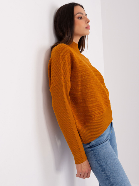 Hurt Jasnobrązowy sweter asymetryczny z wełną