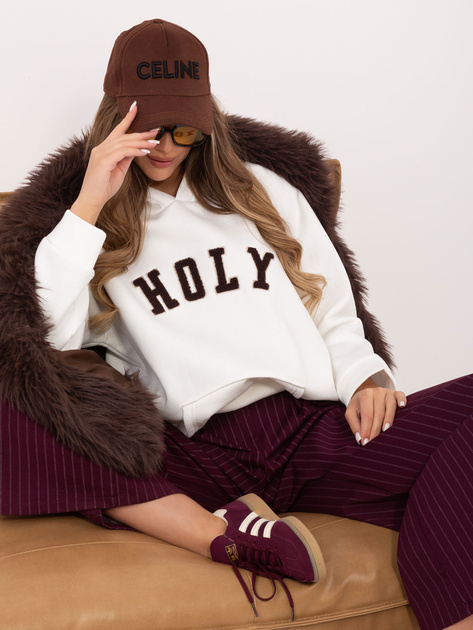 Ecru damska bluza z wypukłym napisem RUE PARIS