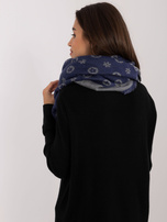 Hurt Ciemnoniebiesko-szary damski szal we wzory