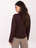 Chocolate elegant sweater with snap fasteners.
