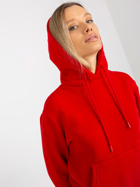 Hurt Czerwona dresowa bluza basic kangurka RUE PARIS