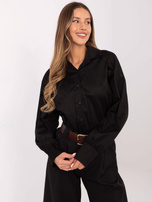 Hurtownia Czarna rozpinana koszula oversize z kokardą