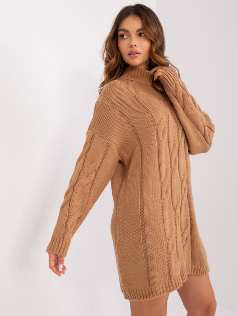 Hurt Camelowa damska sukienka w warkocze RUE PARIS