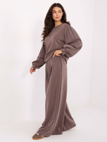 Ciemnobeżowe szerokie spodnie od kompletu